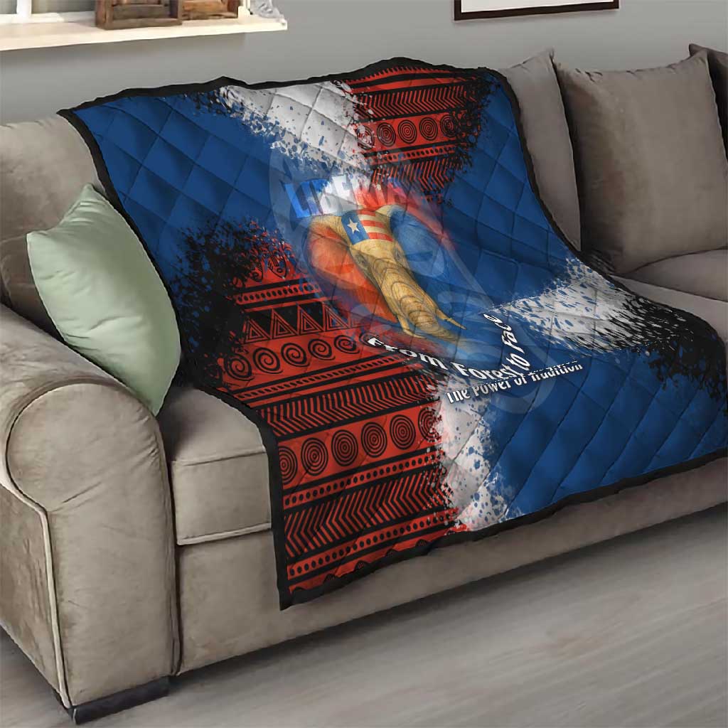 Liberia Elephant Power of Tradition Quilt Tribal Red Blue Splash - African Pride