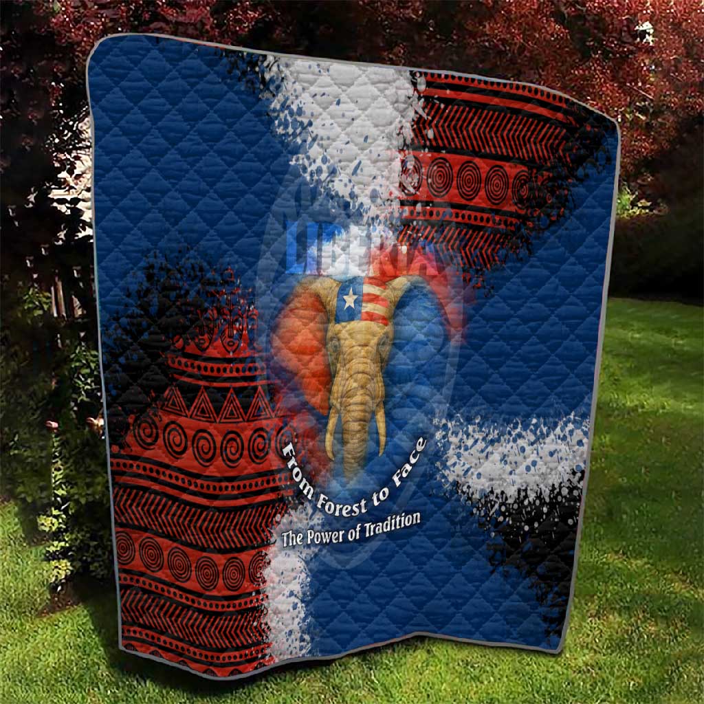 Liberia Elephant Power of Tradition Quilt Tribal Red Blue Splash - African Pride