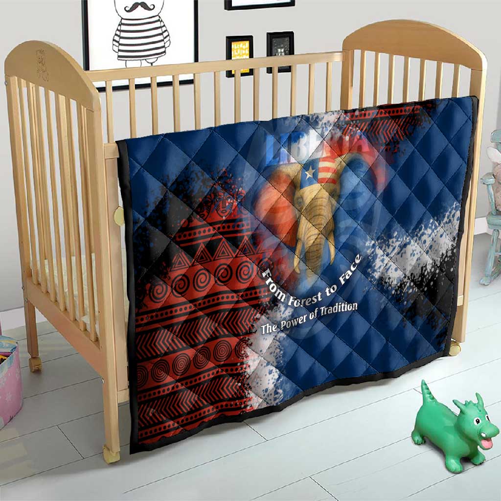 Liberia Elephant Power of Tradition Quilt Tribal Red Blue Splash - African Pride