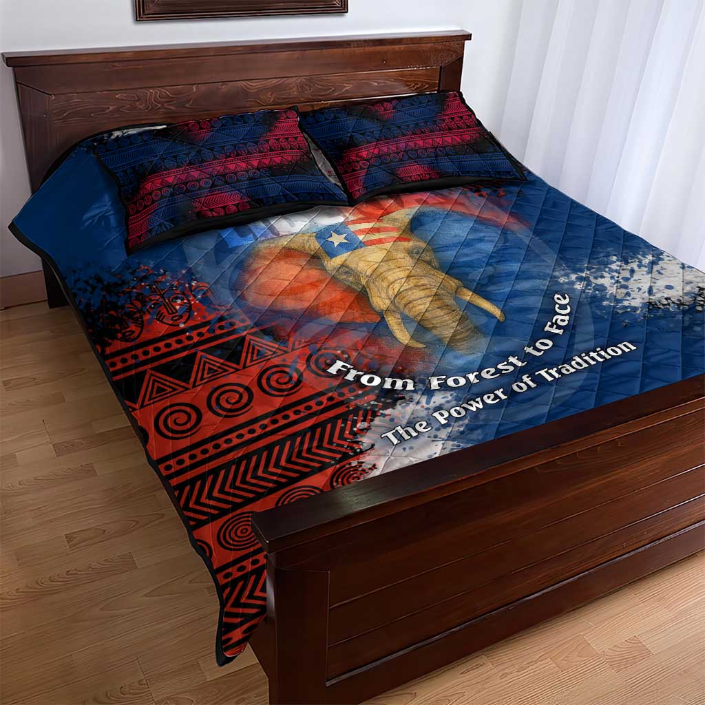 Liberia Elephant Power of Tradition Quilt Bed Set Tribal Red Blue Splash - African Pride