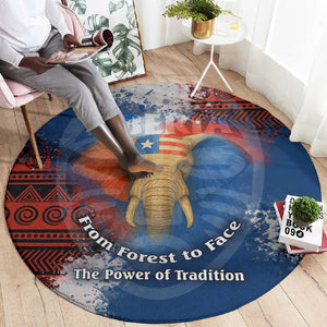 Liberia Elephant Power of Tradition Round Carpet Tribal Red Blue Splash - African Pride