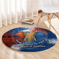 Liberia Elephant Power of Tradition Round Carpet Tribal Red Blue Splash - African Pride