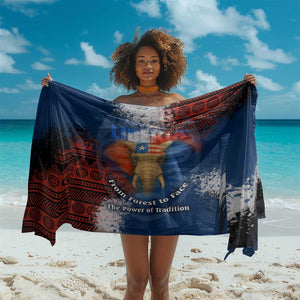 Liberia Elephant Power of Tradition Sarong Tribal Red Blue Splash - African Pride
