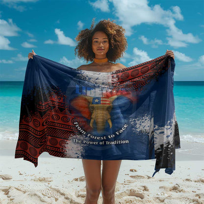 Liberia Elephant Power of Tradition Sarong Tribal Red Blue Splash - African Pride