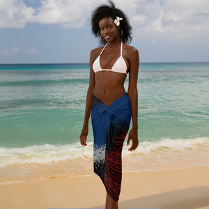 Liberia Elephant Power of Tradition Sarong Tribal Red Blue Splash - African Pride