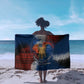 Liberia Elephant Power of Tradition Sarong Tribal Red Blue Splash - African Pride