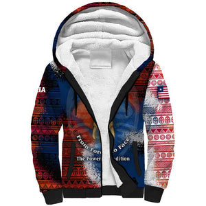 Liberia Elephant Power of Tradition Sherpa Hoodie Tribal Red Blue Splash - African Pride