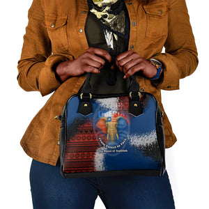 Liberia Elephant Power of Tradition Shoulder Handbag Tribal Red Blue Splash - African Pride