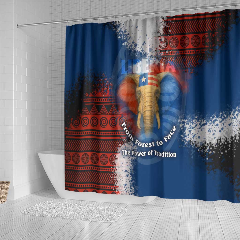Liberia Elephant Power of Tradition Shower Curtain Tribal Red Blue Splash - African Pride
