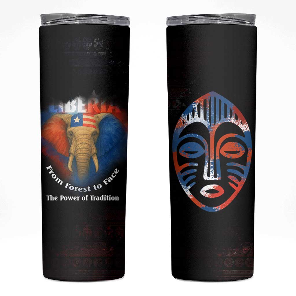 Liberia Elephant Power of Tradition Skinny Tumbler Tribal Red Blue Splash - African Pride