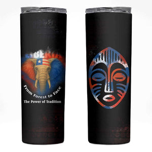 Liberia Elephant Power of Tradition Skinny Tumbler Tribal Red Blue Splash - African Pride