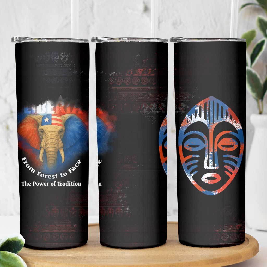 Liberia Elephant Power of Tradition Skinny Tumbler Tribal Red Blue Splash - African Pride
