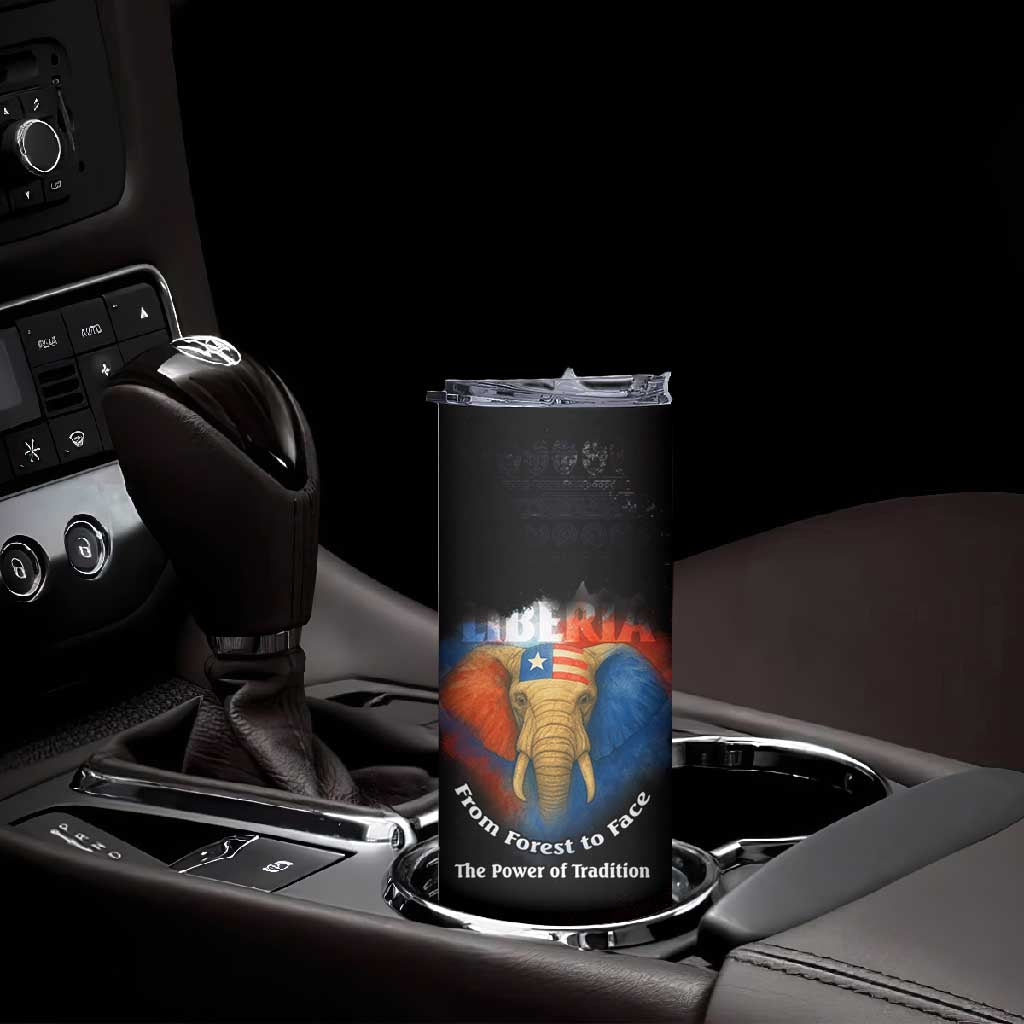 Liberia Elephant Power of Tradition Skinny Tumbler Tribal Red Blue Splash - African Pride