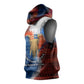 Liberia Elephant Power of Tradition Sleeveless Hoodie Tribal Red Blue Splash - African Pride