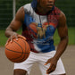 Liberia Elephant Power of Tradition Sleeveless Hoodie Tribal Red Blue Splash - African Pride