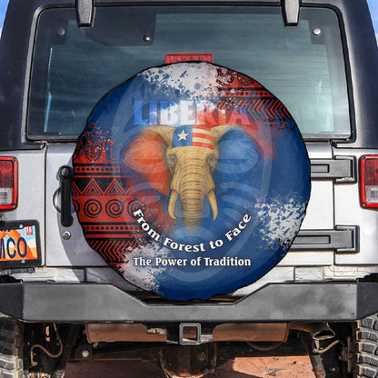 Liberia Elephant Power of Tradition Spare Tire Cover Tribal Red Blue Splash - African Pride