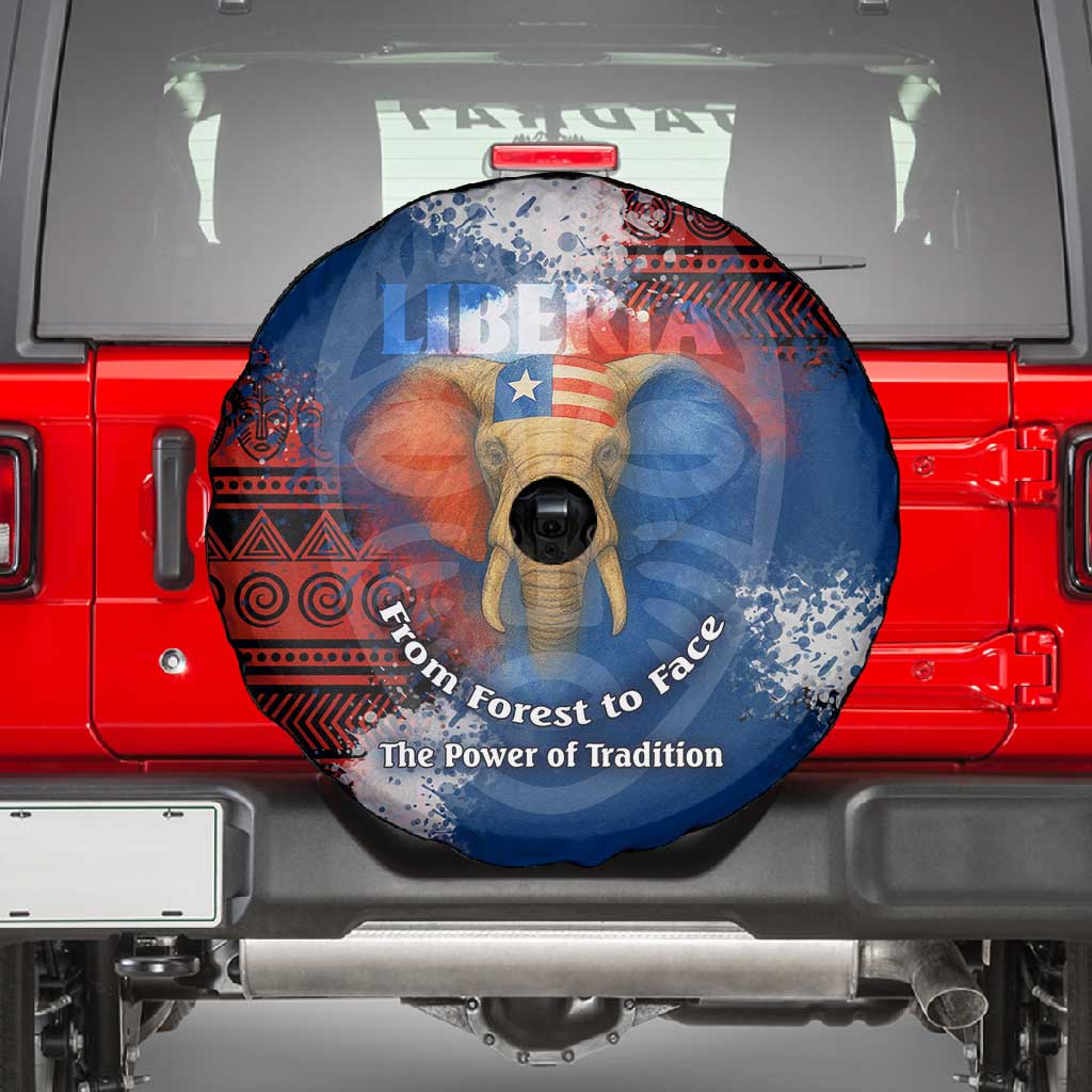 Liberia Elephant Power of Tradition Spare Tire Cover Tribal Red Blue Splash - African Pride