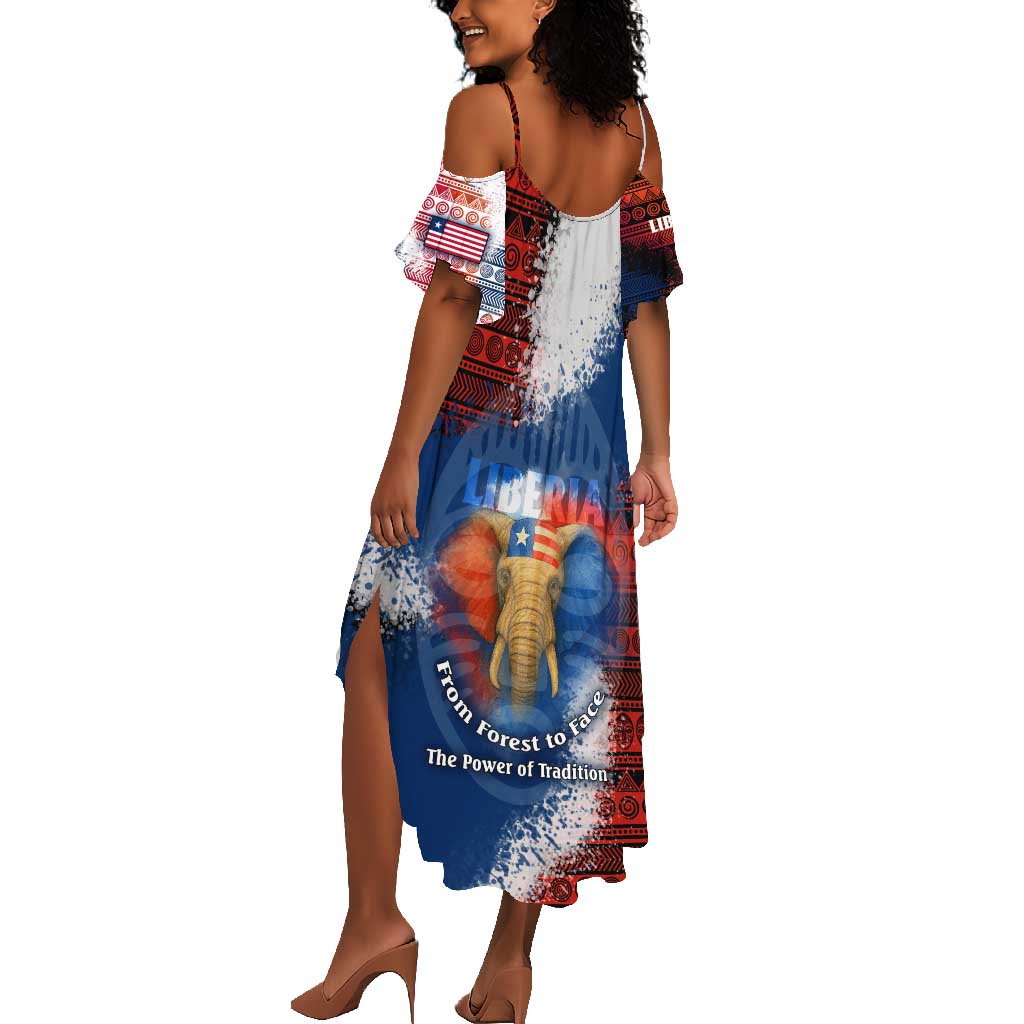 Liberia Elephant Power of Tradition Summer Maxi Dress Tribal Red Blue Splash - African Pride