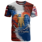 Liberia Elephant Power of Tradition T shirt Tribal Red Blue Splash - African Pride