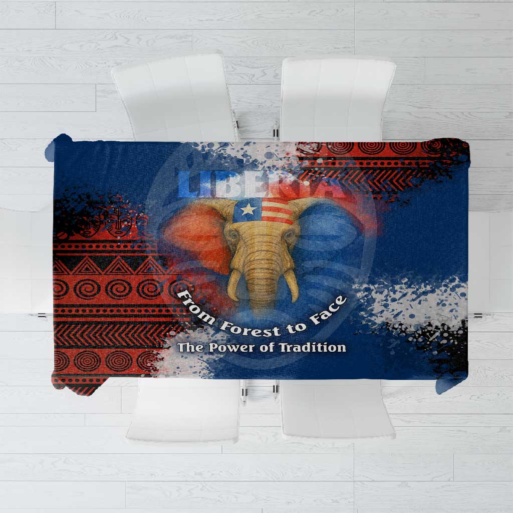 Liberia Elephant Power of Tradition Tablecloth Tribal Red Blue Splash - African Pride