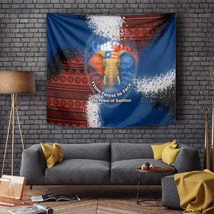Liberia Elephant Power of Tradition Tapestry Tribal Red Blue Splash - African Pride