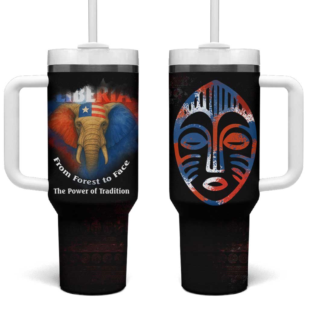 Liberia Elephant Power of Tradition Tumbler With Handle Tribal Red Blue Splash - African Pride