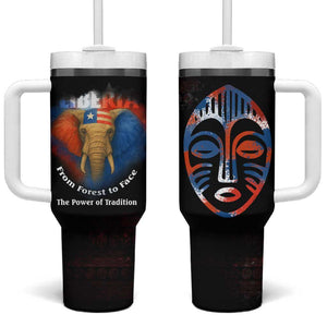 Liberia Elephant Power of Tradition Tumbler With Handle Tribal Red Blue Splash - African Pride