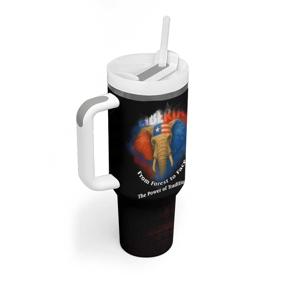 Liberia Elephant Power of Tradition Tumbler With Handle Tribal Red Blue Splash - African Pride