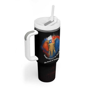 Liberia Elephant Power of Tradition Tumbler With Handle Tribal Red Blue Splash - African Pride