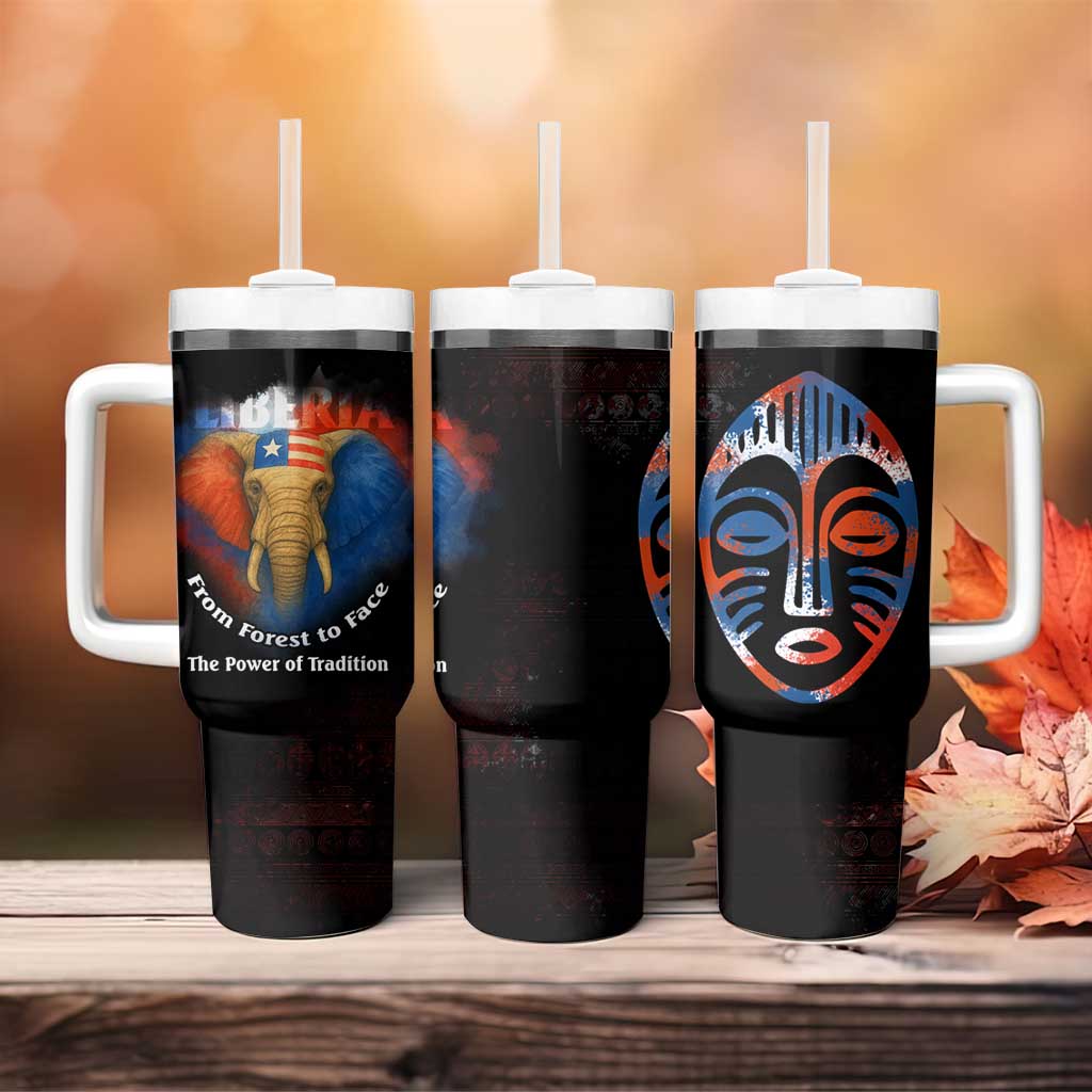 Liberia Elephant Power of Tradition Tumbler With Handle Tribal Red Blue Splash - African Pride