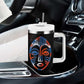 Liberia Elephant Power of Tradition Tumbler With Handle Tribal Red Blue Splash - African Pride