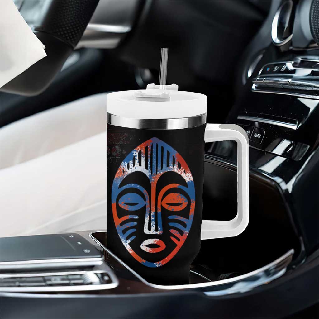 Liberia Elephant Power of Tradition Tumbler With Handle Tribal Red Blue Splash - African Pride