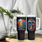 Liberia Elephant Power of Tradition Tumbler With Handle Tribal Red Blue Splash - African Pride