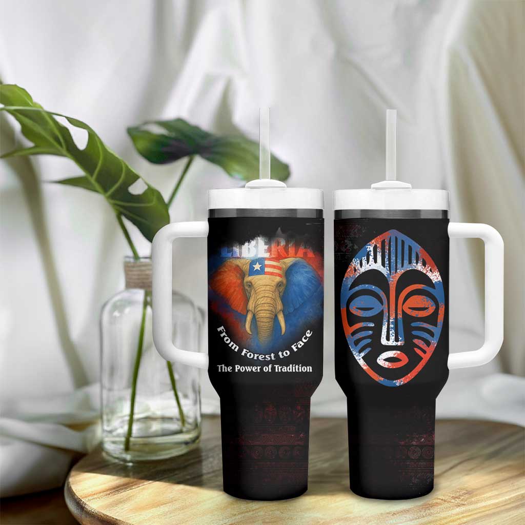 Liberia Elephant Power of Tradition Tumbler With Handle Tribal Red Blue Splash - African Pride