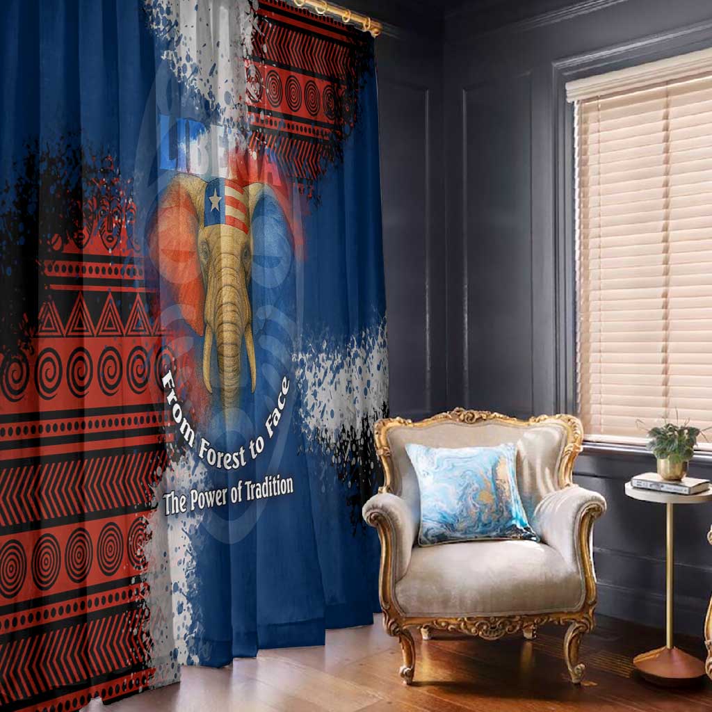 Liberia Elephant Power of Tradition Window Curtain Tribal Red Blue Splash - African Pride