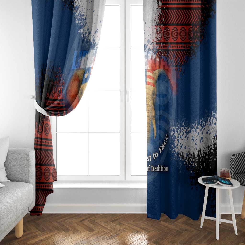Liberia Elephant Power of Tradition Window Curtain Tribal Red Blue Splash - African Pride