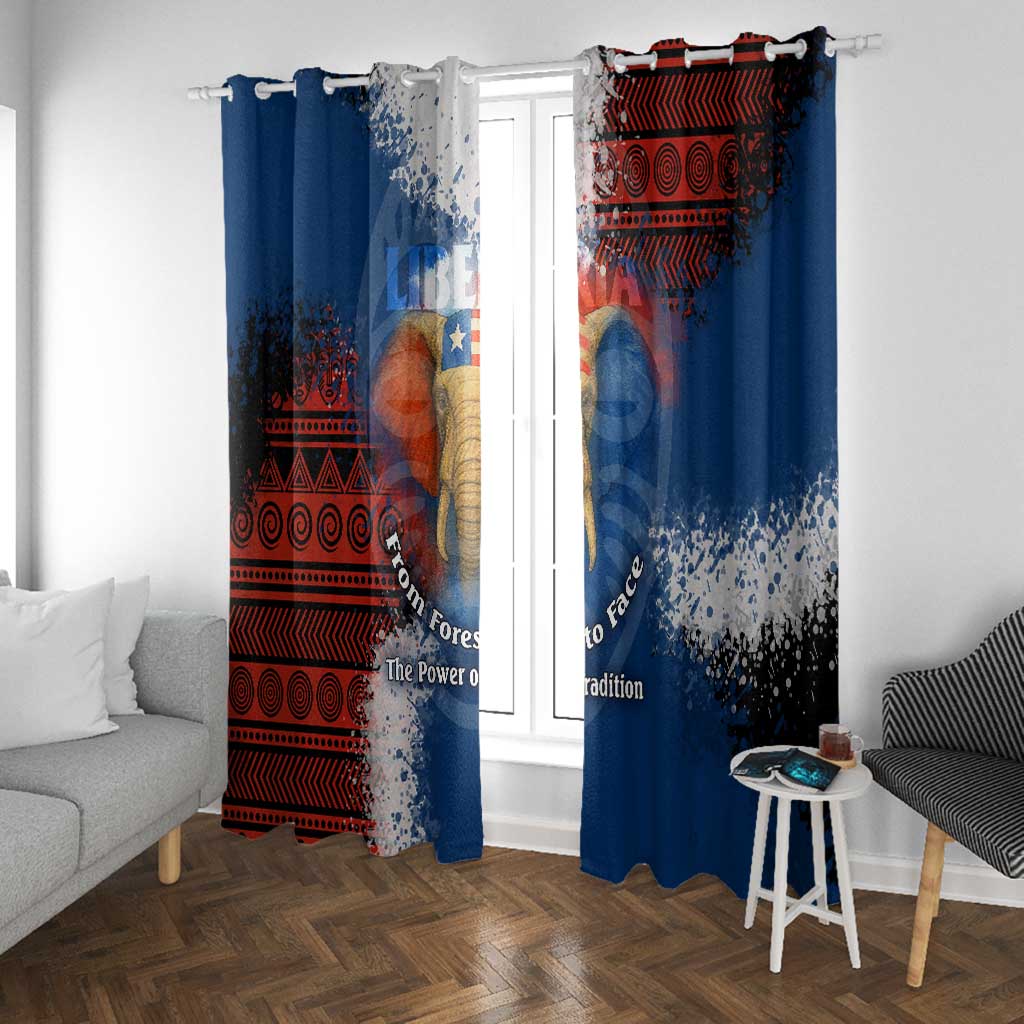 Liberia Elephant Power of Tradition Window Curtain Tribal Red Blue Splash - African Pride