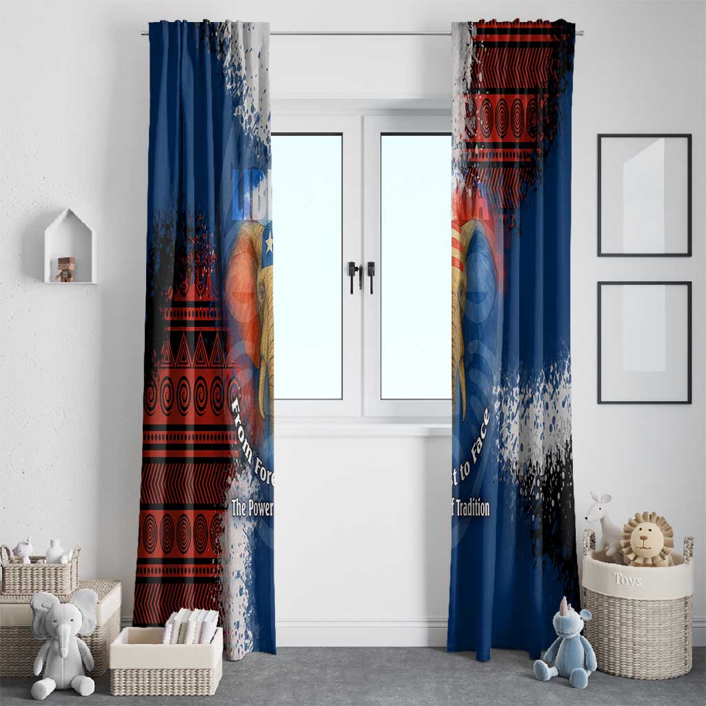 Liberia Elephant Power of Tradition Window Curtain Tribal Red Blue Splash - African Pride