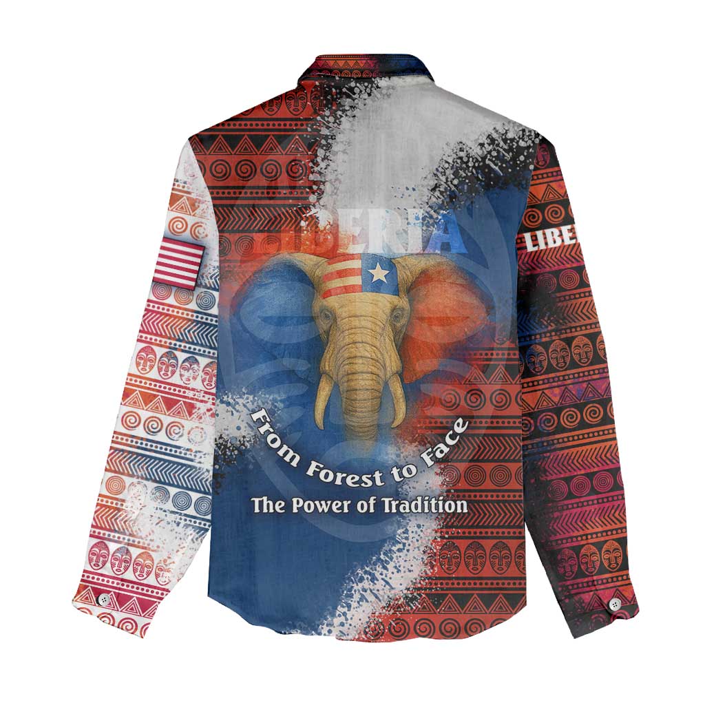 Liberia Elephant Power of Tradition Women Casual Shirt Tribal Red Blue Splash - African Pride