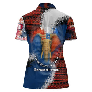 Liberia Elephant Power of Tradition Women Polo Shirt Tribal Red Blue Splash - African Pride