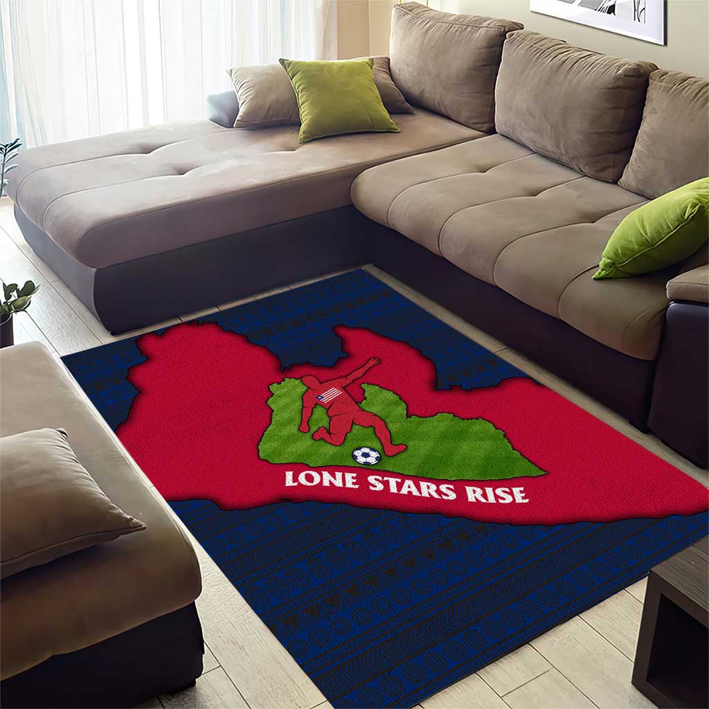 Liberia Lone Stars Rise Football Area Rug Map Graphic and National Flag - African Pride