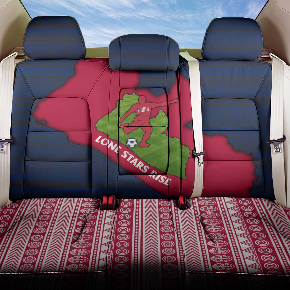 Liberia Lone Stars Rise Football Back Car Seat Cover Map Graphic and National Flag - African Pride