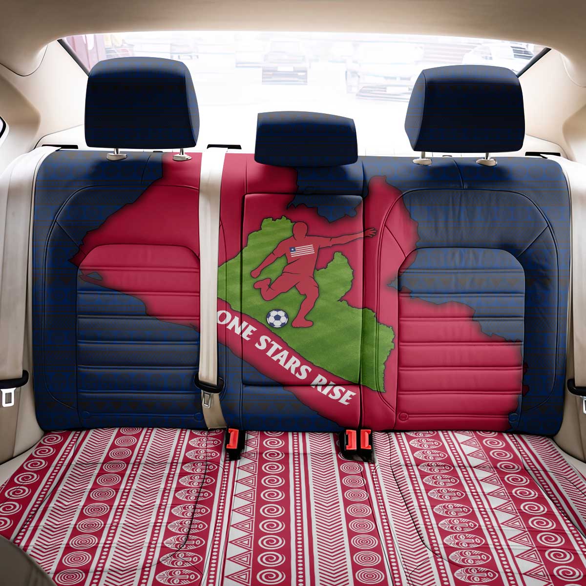 Liberia Lone Stars Rise Football Back Car Seat Cover Map Graphic and National Flag - African Pride