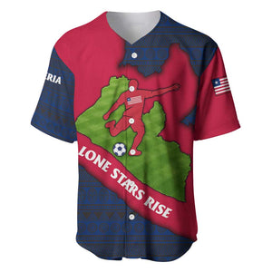 Liberia Lone Stars Rise Football Baseball Jersey Map Graphic and National Flag - African Pride