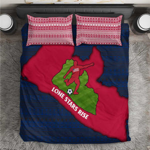 Liberia Lone Stars Rise Football Bedding Set Map Graphic and National Flag - African Pride