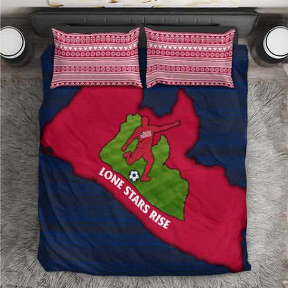 Liberia Lone Stars Rise Football Bedding Set Map Graphic and National Flag - African Pride