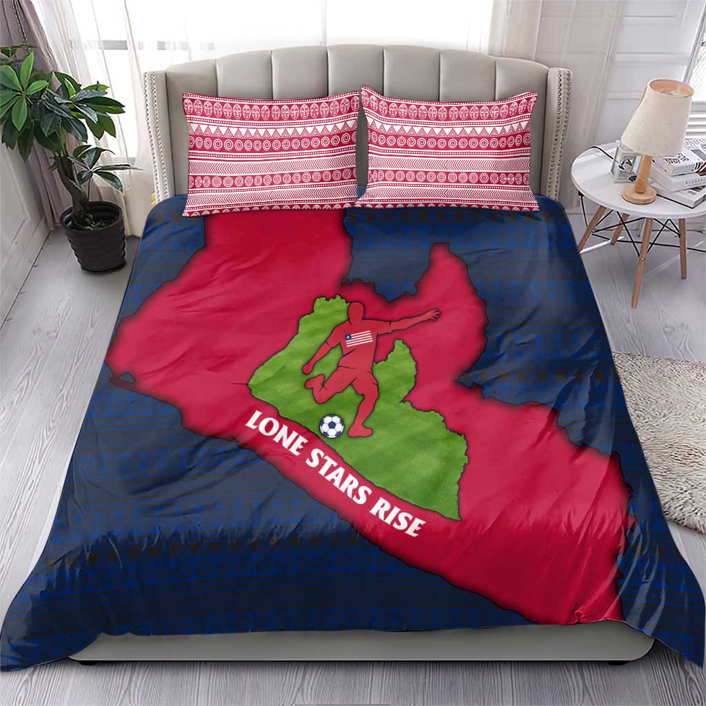 Liberia Lone Stars Rise Football Bedding Set Map Graphic and National Flag - African Pride