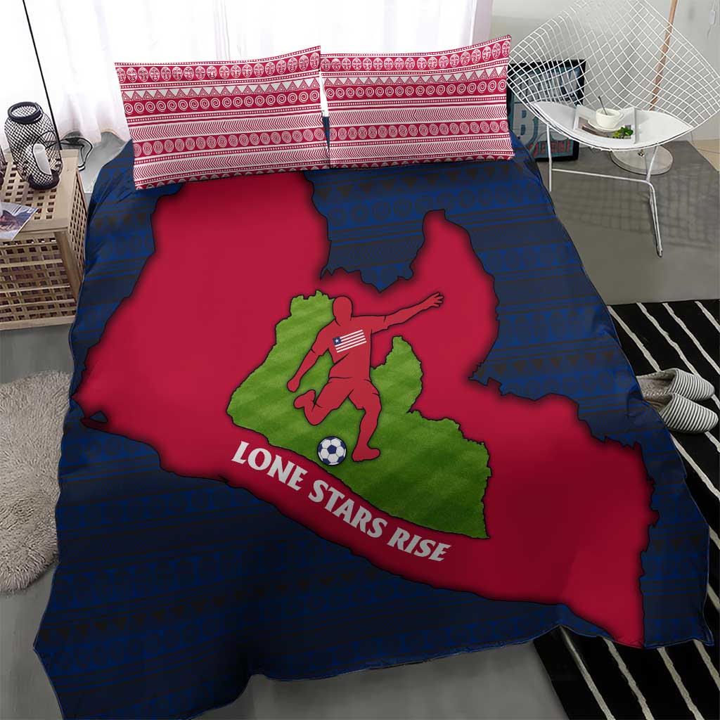 Liberia Lone Stars Rise Football Bedding Set Map Graphic and National Flag - African Pride