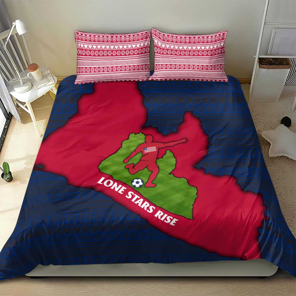 Liberia Lone Stars Rise Football Bedding Set Map Graphic and National Flag - African Pride