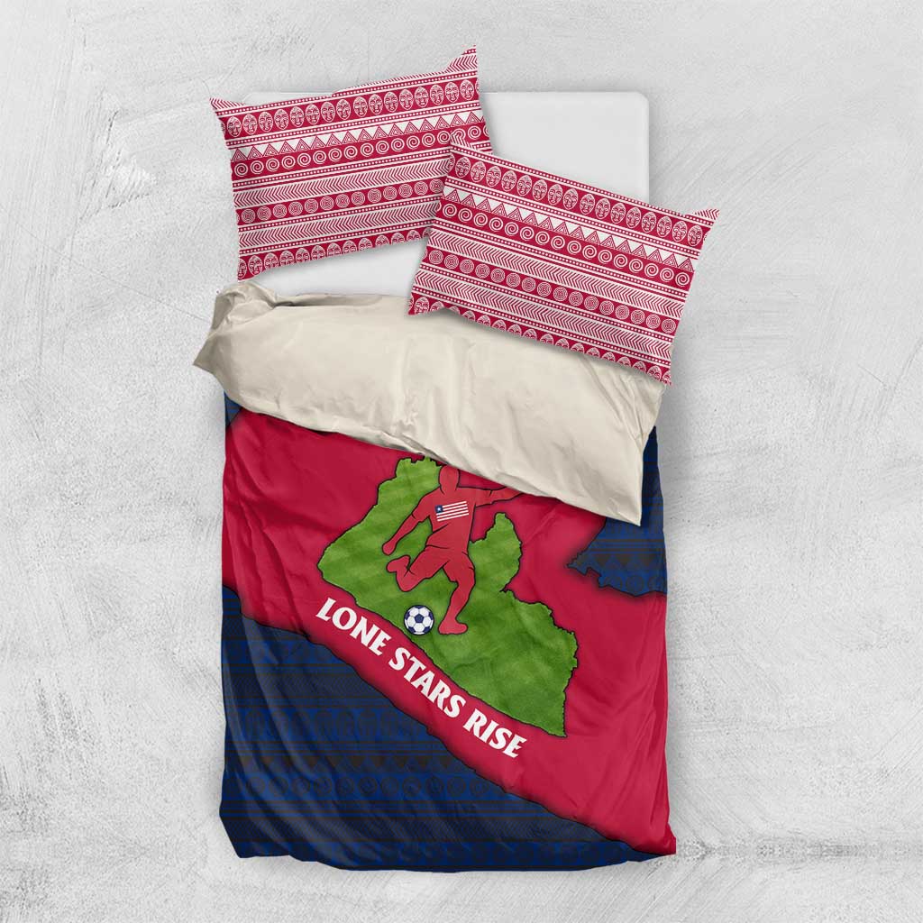 Liberia Lone Stars Rise Football Bedding Set Map Graphic and National Flag - African Pride